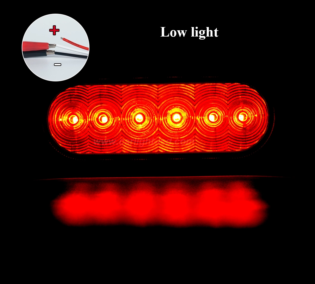 6" LED Waterproof Oval Red Trailer Lights Rear Stop Turn Signal Parking Tail Brake Lights for Boat Trailer Truck RV