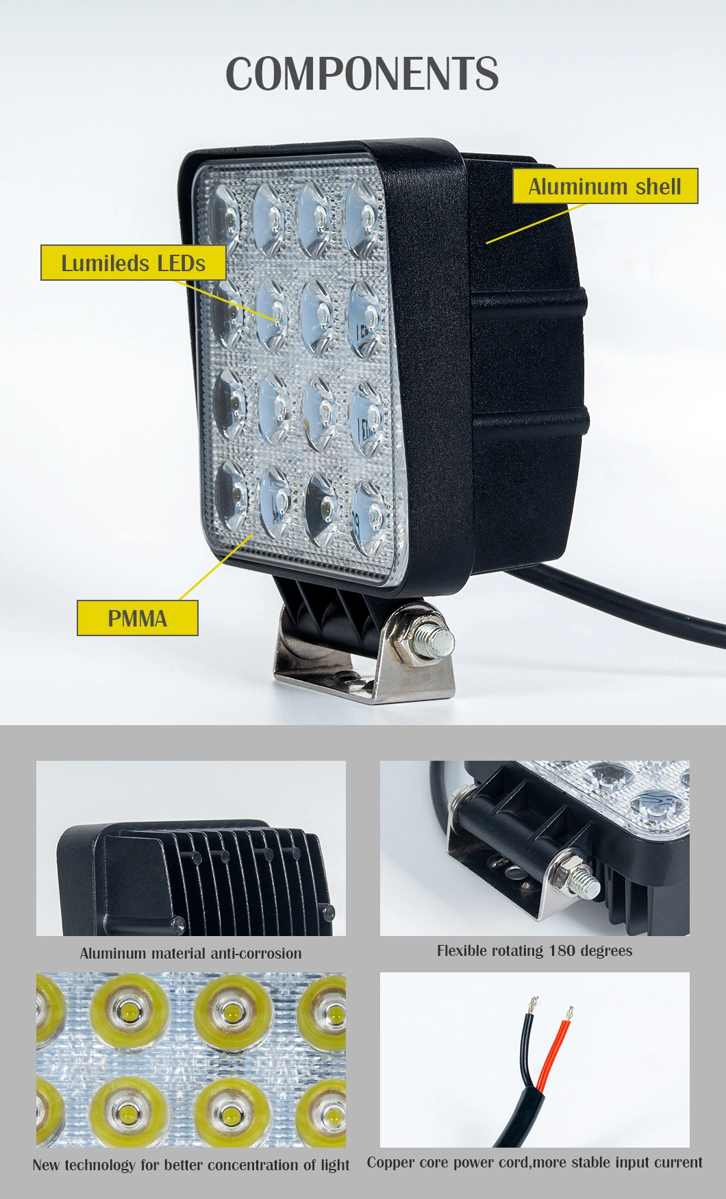 48W Car Truck Offroad Auto Motorcycle Accessories LED Headlight LED Work Light (GF-016Z03)