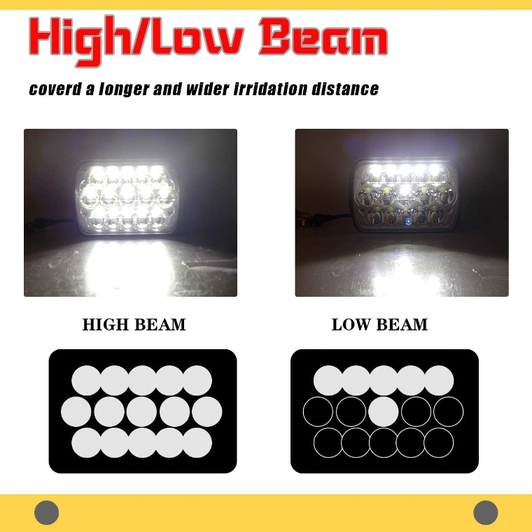 7X6 5X7 45W Rectangular Sealed Beam Car LED Headlight 15 LEDs Work Light Epistar 3030 CREE Auxiliares Auto Moto Alta Baja Faro LED