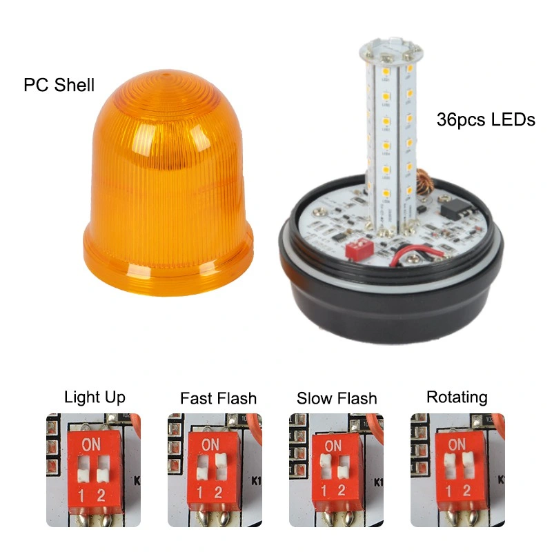 3.7 Inch Amber Emergency Revolving Rotary Warning Strobe Beacon Light for Heavy Duty