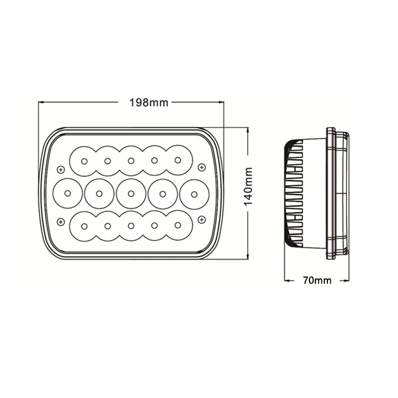 7 Inch 45W Rectanglue Hi/Lo Sealed Beam Square 5X7 7X6 LED Truck Headlight