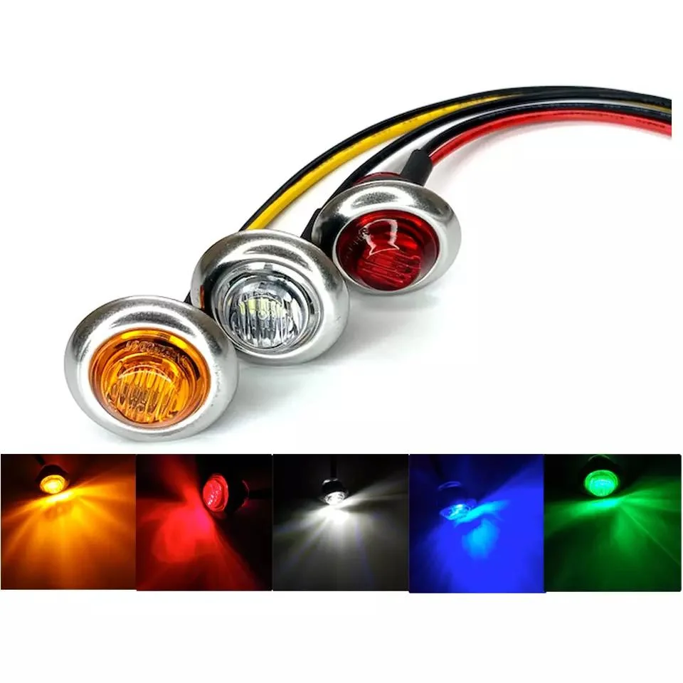 3/4 Inch Round LED Clearance Light LED Front Rear Side Indicator Bullet Marker Light for Truck RV Car Bus Trailer Boat